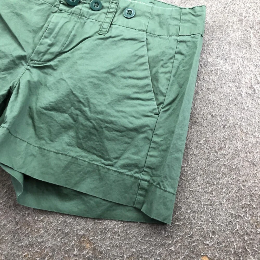 Paper Boy Shorts Womens 32 Green Chino Canvas Flat Front 4 Inseam Casual Summer